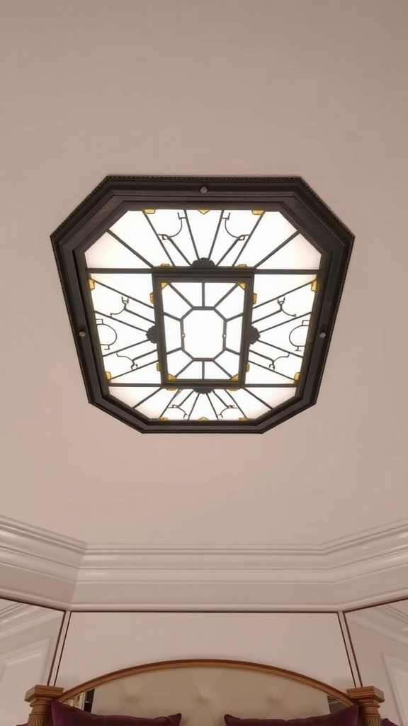 Art Deco skylight ceiling light with intricate design