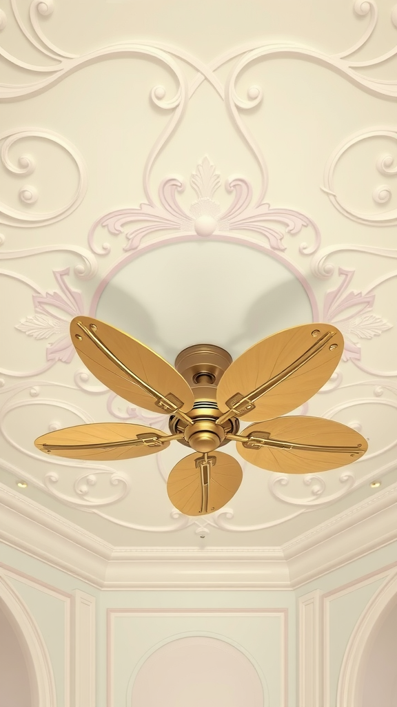 Art Nouveau ceiling pop design with a stylish ceiling fan