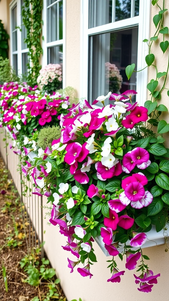 Vibrant flowers in a charming window box garden